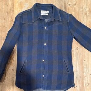 Men's Blue Plaid Shirt Jacket